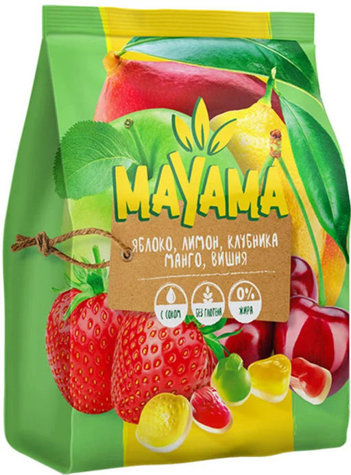 Mayama, мармелад жевательный с соком манго, клубники, лимона, вишни, яблок, 250 г  фото 2