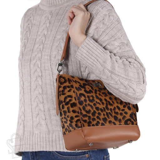 Сумка женская кожаная 3632VG leopard brown Vitelli Grassi в Новосибирске