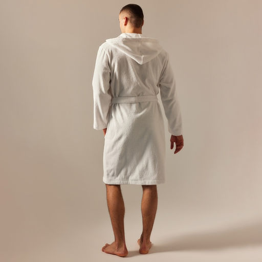 Халат махровый с капюшоном мужской SL HOME: Basic «Блан де Блан», размер M, хлопок 100%, белый