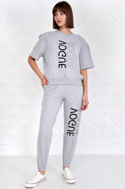 Арт. 2344 Костюм с брюками женский 44-52 (5 шт) Цвет:верх-серый, низ-серый - Калинка фото 7