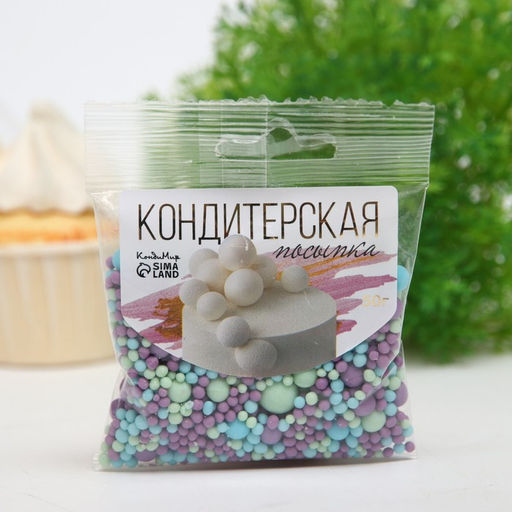 Посыпка кондитерская в цветной глазури (Голубое,сиреневое,изумруд), 50 г - Simaland фото 2