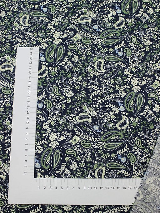 Импорт. хлопок Шэрон цв.зеленый/чернильный, ш.1.5м, хл-100%, 105гр/м.кв - Купава фото 6