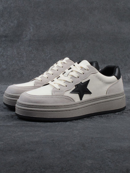 03-YE475-2 BEIGE/GREY Кроссовки женские (натуральная кожа) - Фабричный китай фото 2