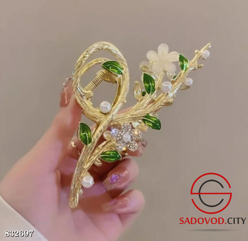 Заколка-краб для волос с цветочным принтом