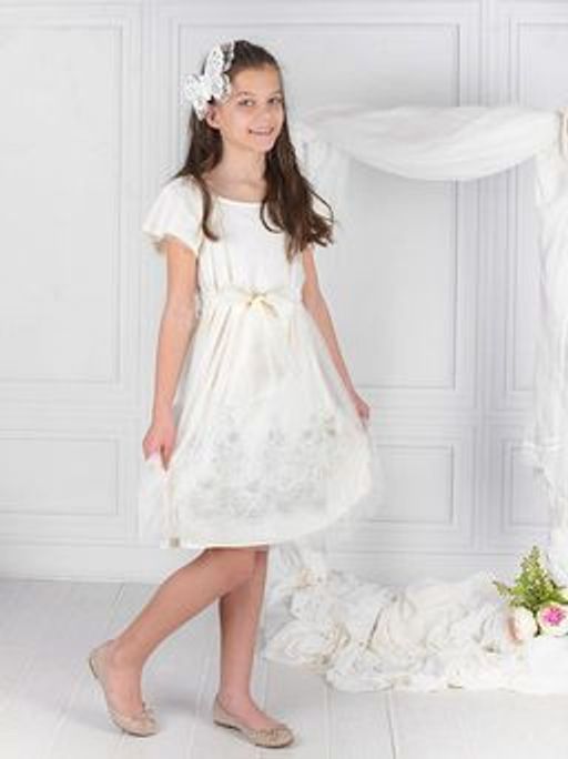 CRB wear/CAJ 61524 Платье для девочки, экрю/Ex.Cherubino