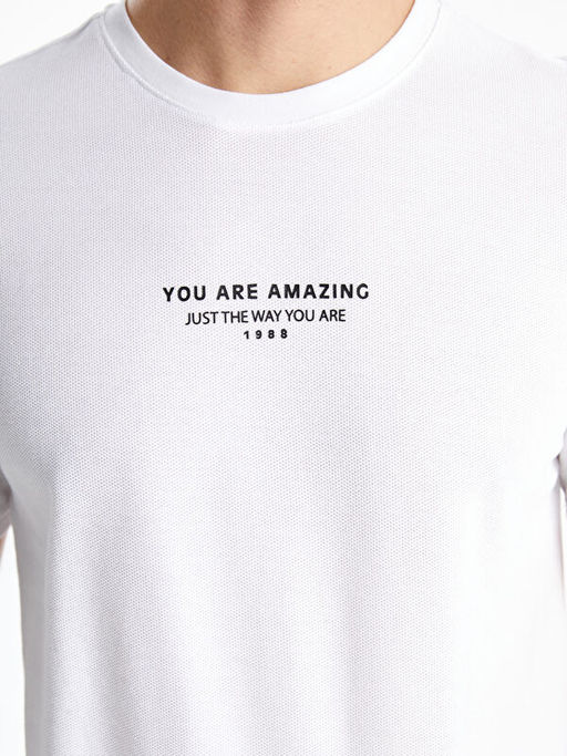 Bisiklet Yaka K?sa Kollu Bask?l? Erkek Ti??rt