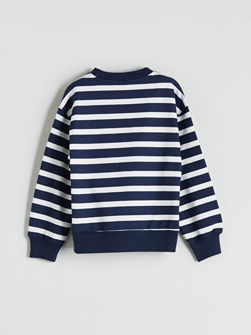 Bisiklet Yaka ?izgili K?z ?ocuk Sweatshirt