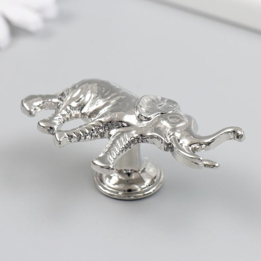 Ручка для шкатулки металл «Индийский слон», серебро, 3.3×5.8 см