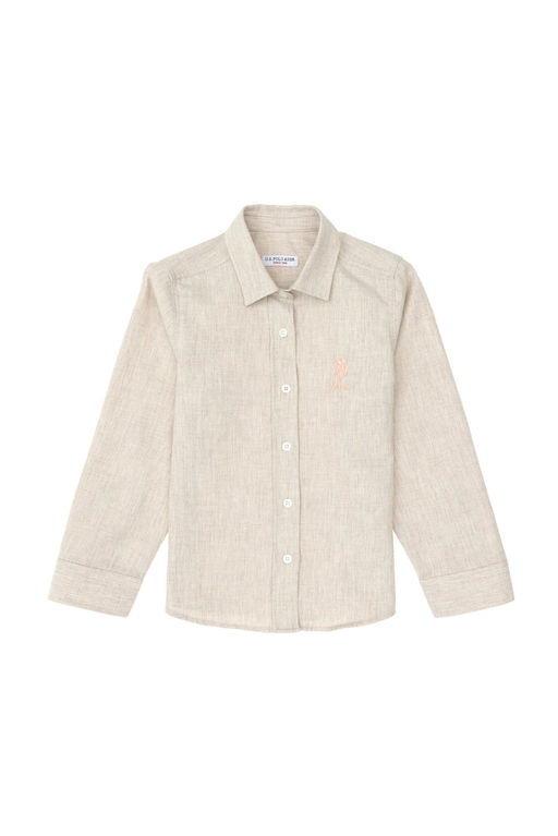 Рубашка с длинным рукавом цвета экрю для девочки - U.s. polo assn фото 4