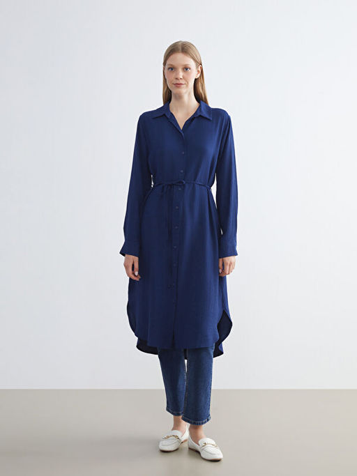 Dokulu Oversize Kad?n G?mlek Tunik