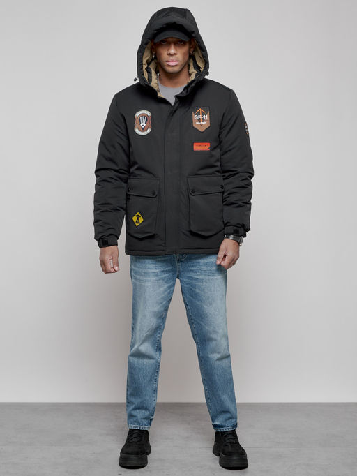 Куртка мужская зимняя с капюшоном молодежная черного цвета 88917Ch - Mtforce фото 16