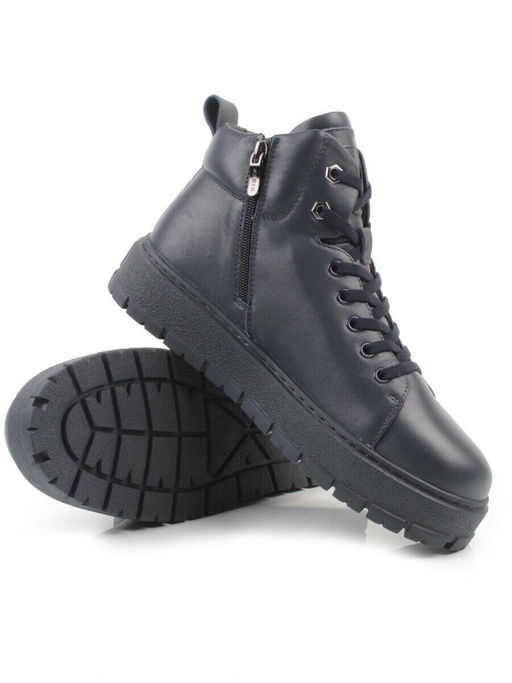 05-AW1010-2M DK. BLUE Ботинки зимние мужские (натуральная кожа, натуральный мех)