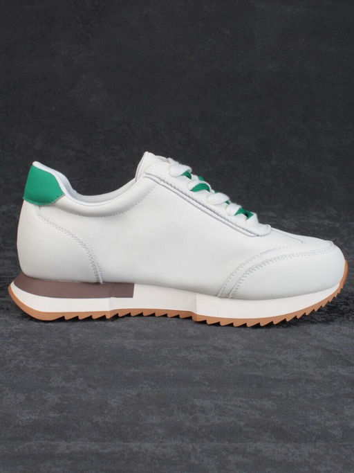 05-PDJ66-2 BEIGE/GREEN Кроссовки женские (натуральная кожа)