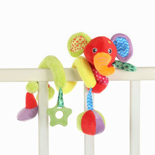 Растяжка - спираль на коляску/кроватку Крошка Я «Слоник яркий», с прорезывателем, от 3 мес.