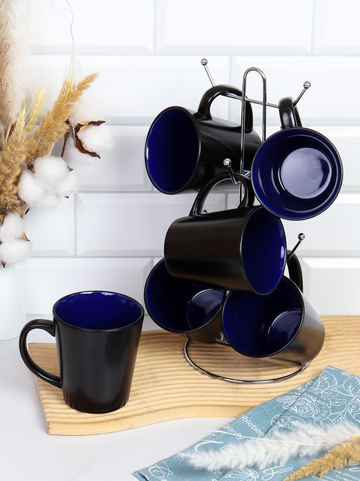 Кружка 6 штук на металлстенде 380 мл Конус Эфиопия Синие/ HJ-46 /АКЦИЯ - Галеонтрейд фото 2