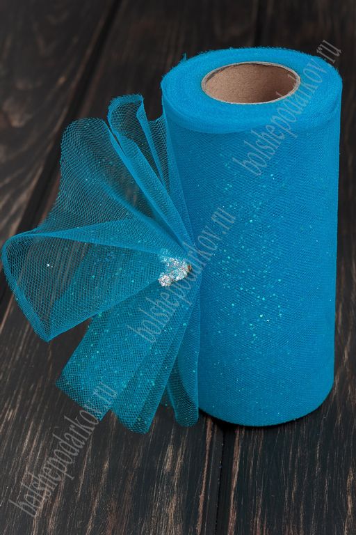 Фатин с блестками 15 см*25 ярд (SF-604) бирюзовый №1