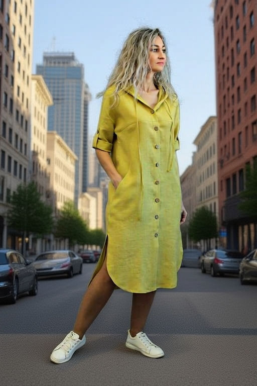 Платье-рубашка умягченный лен 100% - Елецкие узоры фото 8