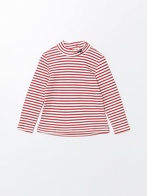 Yar?m Bal?k?? Yaka ?izgili K?z ?ocuk Ti??rt