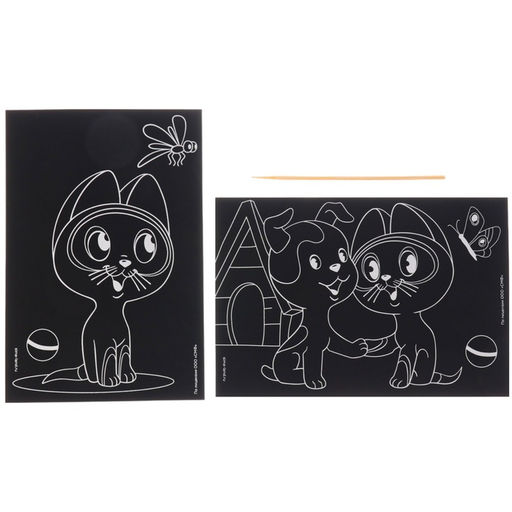 Цена за 3 шт. Гравюра детская, 2 штуки, со стекой, Котенок Гав