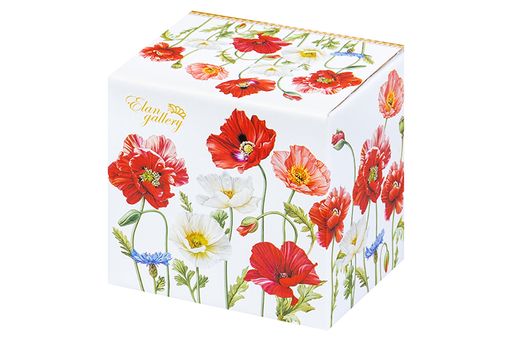 Кружка 350 мл 11,5*8,2*10 см "Маки" бочонок, NEW BONE CHINA