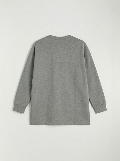 ?i?ek Aplikeli Oversize Kad?n Sweatshirt Tunik