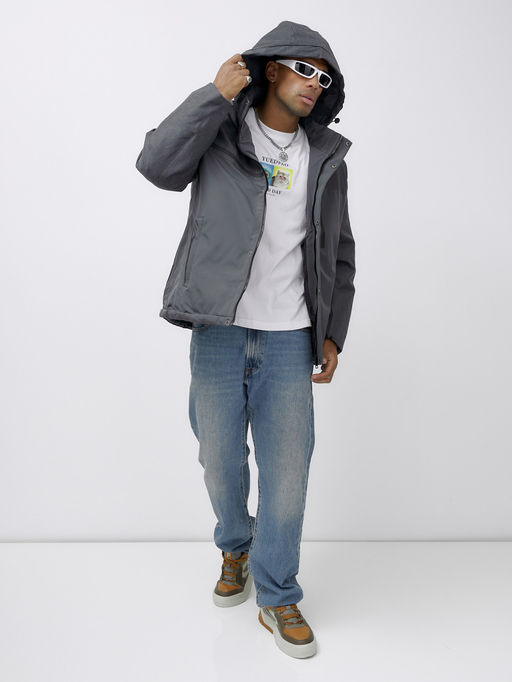 Куртка спортивная мужская зимняя большого размера темно-серого цвета 66613TC - Mtforce фото 15