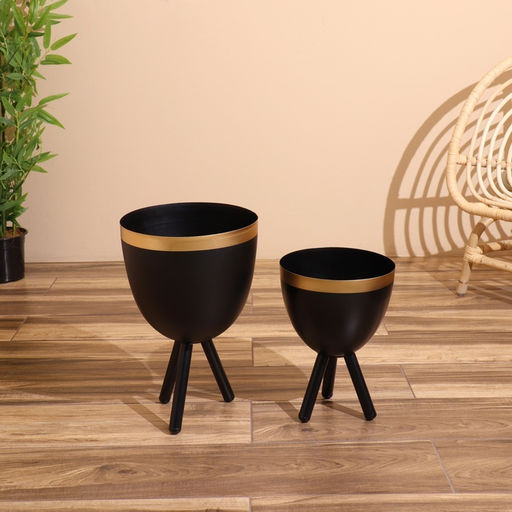 Кашпо на подставке Блэки, набор 2 шт., d=28 см, d=23 см, металл