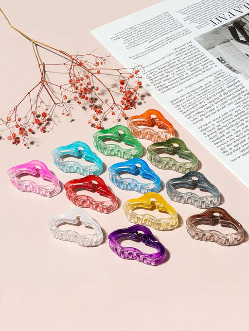 Цена за 12 шт. Крабик для волос «Альба», овал колор, 7 см, МИКС