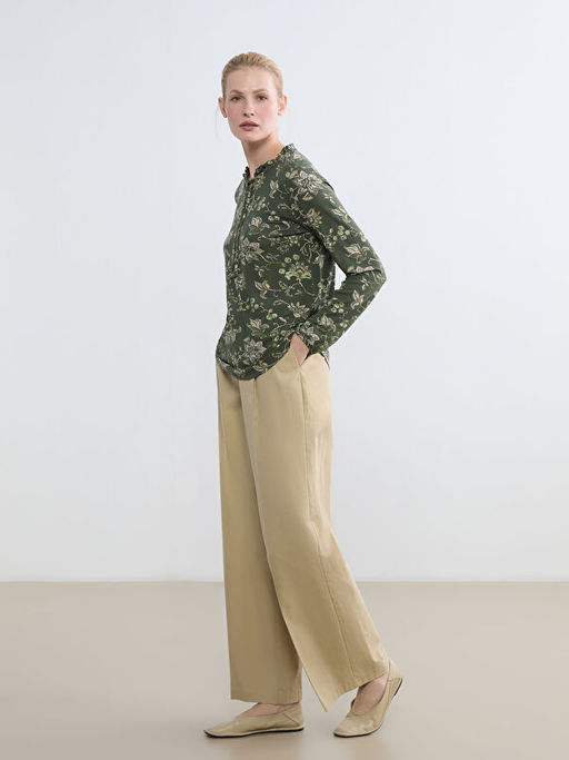 Ba?lamal? Yaka Desenli Bluz