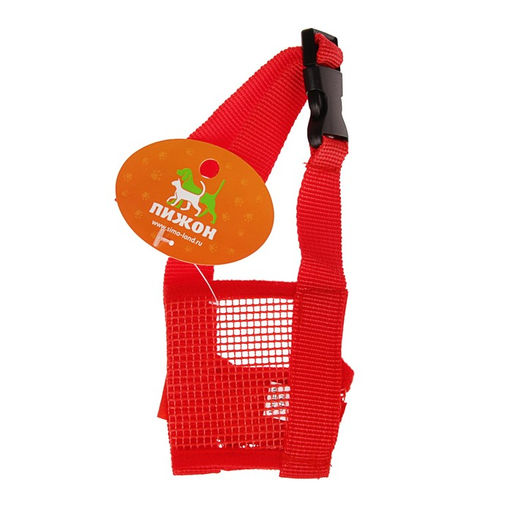 Намордник сетчатый с двойной фиксацией, размер L (длина по носу 6 см, обхват морды 25 см), красный - Пижон фото 5