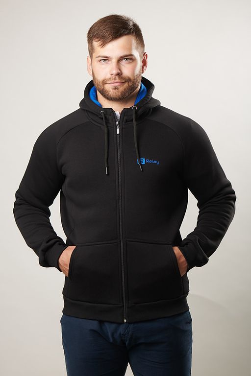 Толстовка М-1455: Футер 3-х ниточный Чёрный / Электрик - Relay фото 5