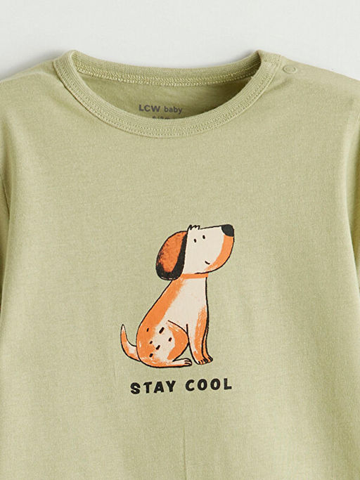 Bisiklet Yaka Bask?l? Erkek Bebek Penye Tulum 3l?