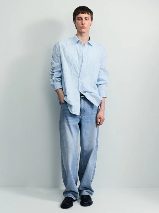 Рубашка в полоску из жатой ткани / Zarina  фото 2