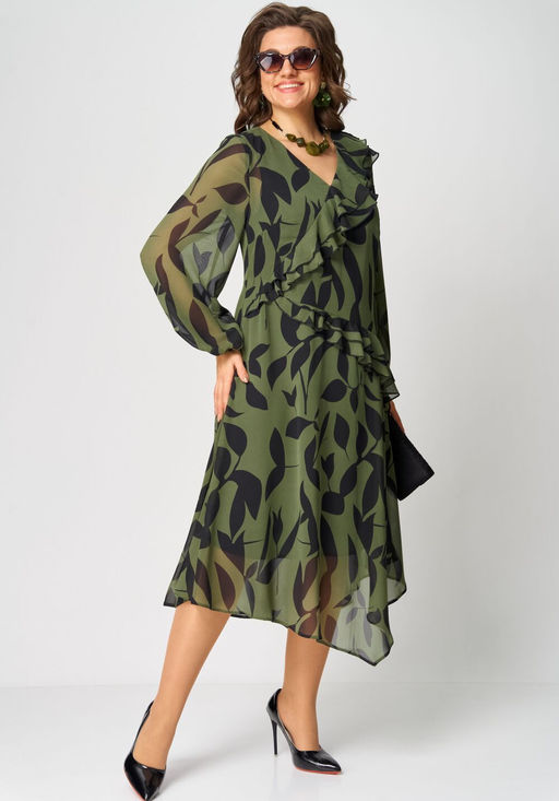 Платье EVA GRANT 7122 принт олива  фото 4