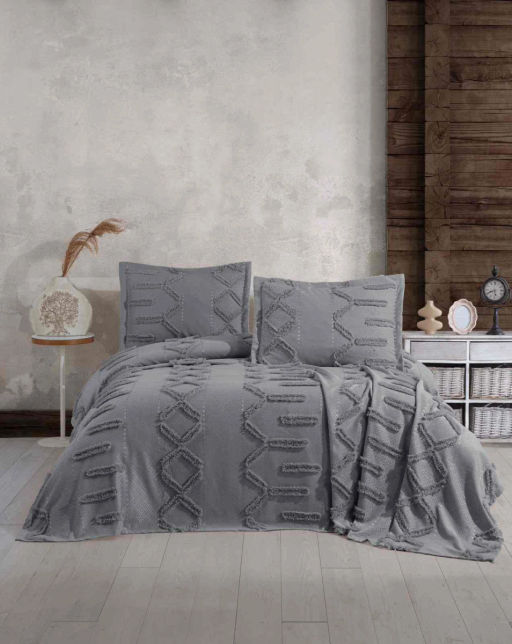 Покрывало EFOR Pique Bedspread DUHAN (240*260) с наволочками антрацит ANTRASIT  фото 2