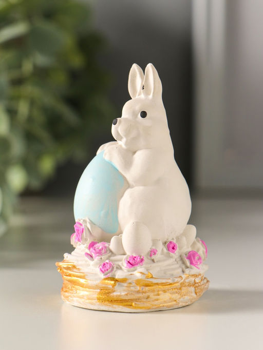 Фигурка гипс Заяц с яйцом пасхальный, 8?4 см