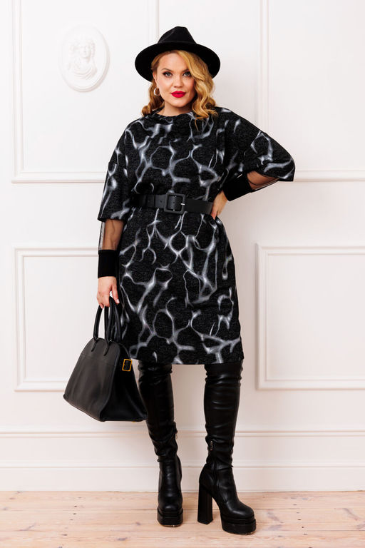 Платье AGATTI 5814-1 Черный с серым