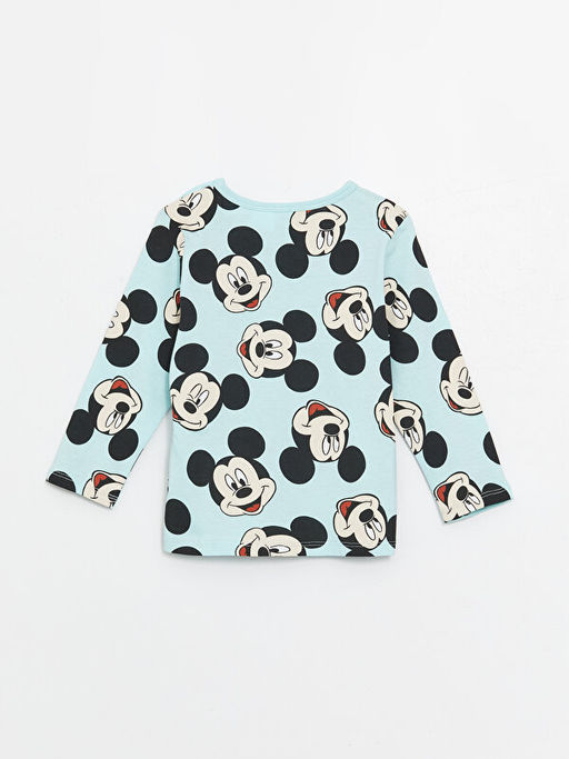 Bisiklet Yaka Uzun Kollu Mickey Mouse Bask?l? Erkek Bebek Pijama Tak?m? - Waikiki фото 3