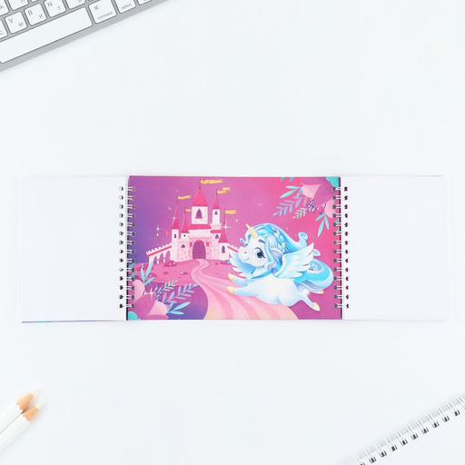 Подарочный набор, двойной блокнот с заданиями и ручка Волшебные единороги. 8 марта