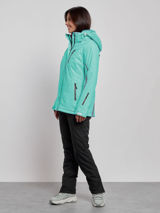Горнолыжный костюм женский зимний бирюзового цвета 03350Br