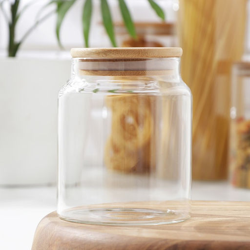 Банка стеклянная для сыпучих продуктов с бамбуковой крышкой Magistro Эко, 650 мл, 1012,5 см