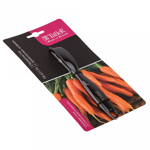 Овощечистка TalleR 17,5х2см, цинковый сплав, продольное лезвие из стали 4см, лезвие защищено пластиковым чехлом, на картоне (Китай) - Домашняя мода фото 6