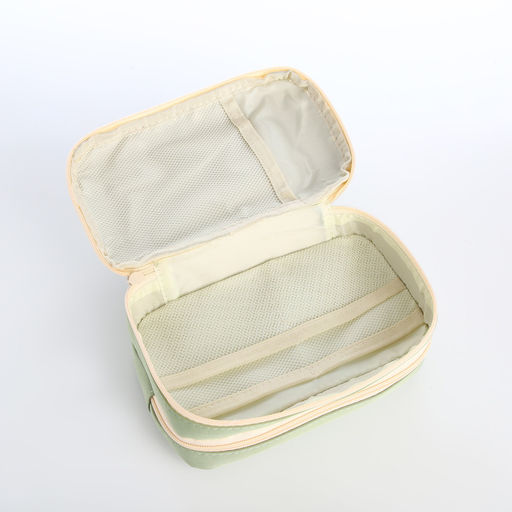 Косметичка-пенал на молнии с отделами, с прозрачным карманом, зелёная - Simaland фото 4