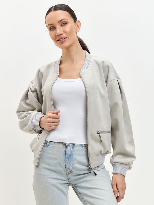 Бомбер из замши OD-868-1 серый OD-868-1