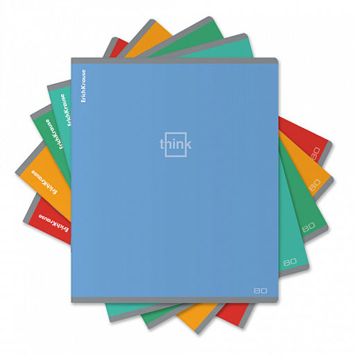 Цена за 5 шт. Тетрадь общая ученическая ErichKrause Think, 80 листов, клетка_MIX-PACK