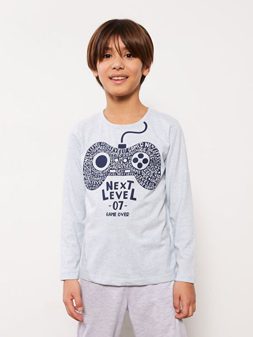 Bisiklet Yaka Bask?l? Uzun Kollu Erkek ?ocuk Pijama Tak?m? - Waikiki фото 3