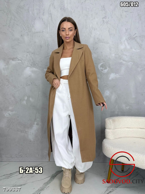 пальто женское длинное с поясом - Bruno фото 8