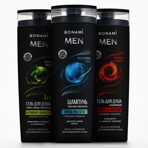 Шампунь для всех типов волос против перхоти For men, глубокое очищение, 400 мл , BONAMI