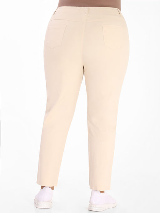 Брюки летние молочного цвета на резинке - Almond фото 2