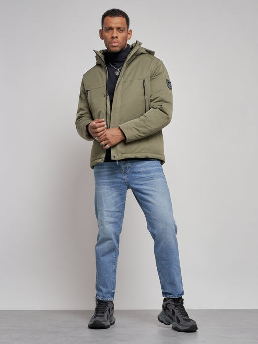 Куртка мужская зимняя с капюшоном спортивная великан цвета хаки 8332Kh - Wonderrman фото 14
